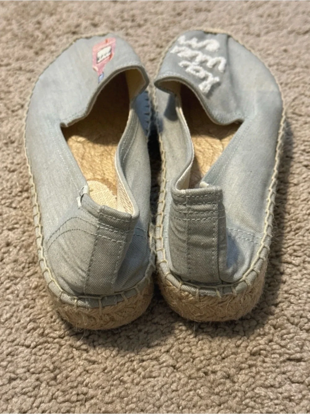 Soludos Pale Blue Embroidered Bottle Espadrille Flats